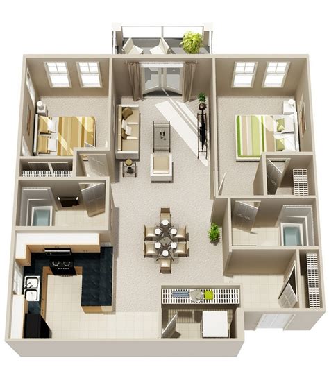 2 bed 2 bath apartments.